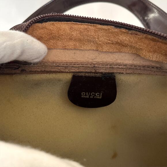 GUCCI Vintage 2 Way Top Handle Patent Leather Shoulder Bag Tom Ford Era 1990s - Picture 13 of 15